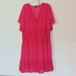 Torrid Hot Pink Flowy, Lacy & Fun Dress Size 3 /Women's 22/24
